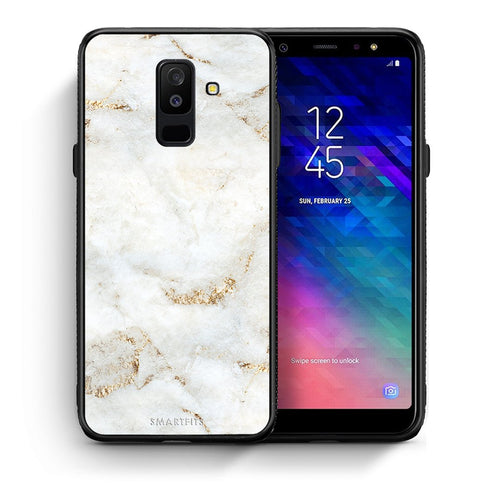 Θήκη Samsung A6+ 2018 White Gold Marble από τη Smartfits με σχέδιο στο πίσω μέρος και μαύρο περίβλημα | Samsung A6+ 2018 White Gold Marble case with colorful back and black bezels