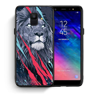 Thumbnail for Θήκη Samsung A6 2018 Lion Designer PopArt από τη Smartfits με σχέδιο στο πίσω μέρος και μαύρο περίβλημα | Samsung A6 2018 Lion Designer PopArt case with colorful back and black bezels