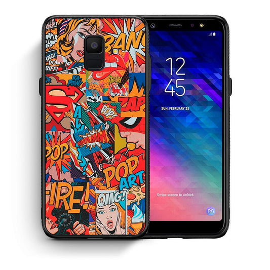 Θήκη Samsung A6 2018 PopArt OMG από τη Smartfits με σχέδιο στο πίσω μέρος και μαύρο περίβλημα | Samsung A6 2018 PopArt OMG case with colorful back and black bezels