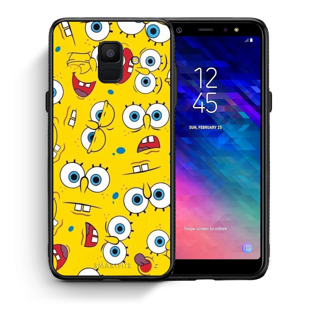 Θήκη Samsung A6 2018 Sponge PopArt από τη Smartfits με σχέδιο στο πίσω μέρος και μαύρο περίβλημα | Samsung A6 2018 Sponge PopArt case with colorful back and black bezels