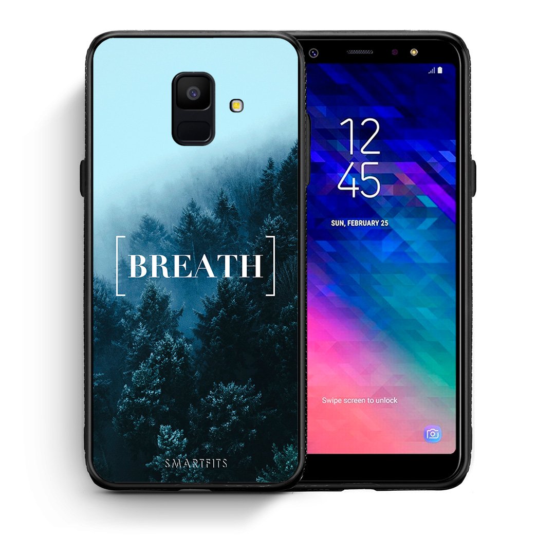 Θήκη Samsung A6 2018 Breath Quote από τη Smartfits με σχέδιο στο πίσω μέρος και μαύρο περίβλημα | Samsung A6 2018 Breath Quote case with colorful back and black bezels