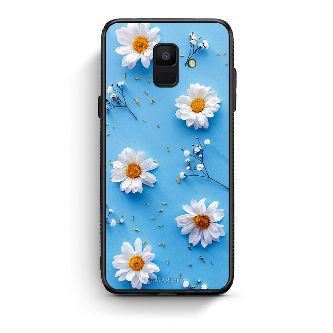 samsung A6 Real Daisies θήκη από τη Smartfits με σχέδιο στο πίσω μέρος και μαύρο περίβλημα | Smartphone case with colorful back and black bezels by Smartfits