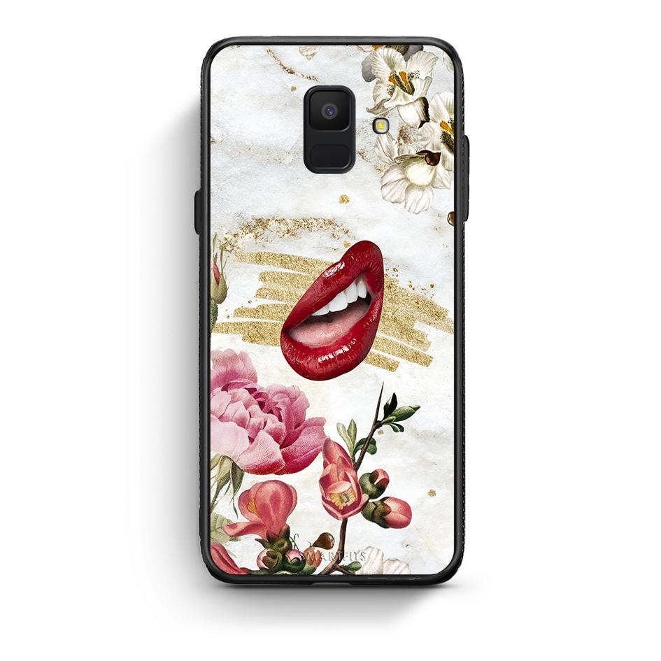 samsung A6 Red Lips θήκη από τη Smartfits με σχέδιο στο πίσω μέρος και μαύρο περίβλημα | Smartphone case with colorful back and black bezels by Smartfits
