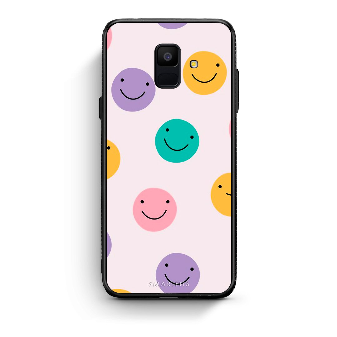 samsung A6 Smiley Faces θήκη από τη Smartfits με σχέδιο στο πίσω μέρος και μαύρο περίβλημα | Smartphone case with colorful back and black bezels by Smartfits