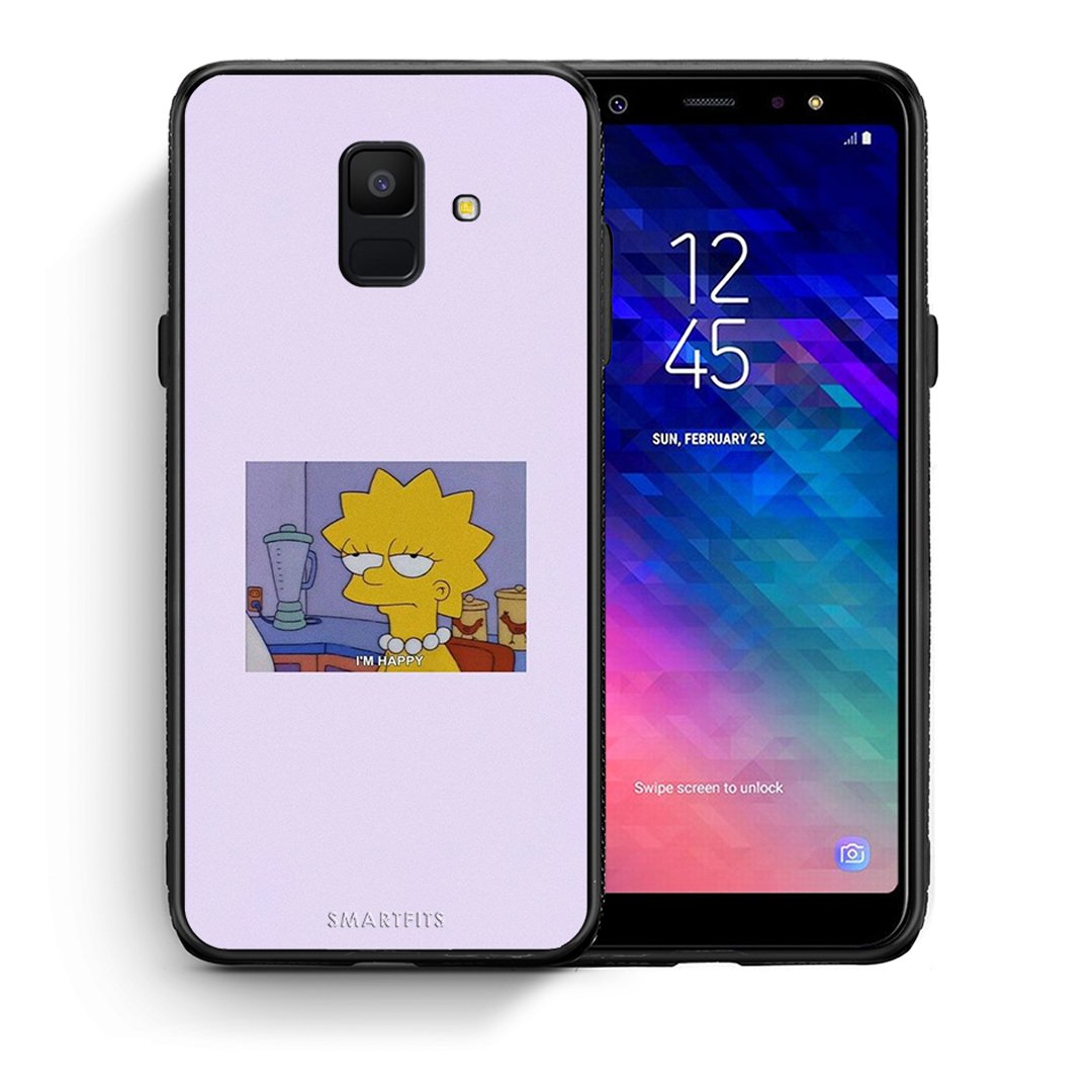 Θήκη Samsung A6 2018 So Happy από τη Smartfits με σχέδιο στο πίσω μέρος και μαύρο περίβλημα | Samsung A6 2018 So Happy case with colorful back and black bezels