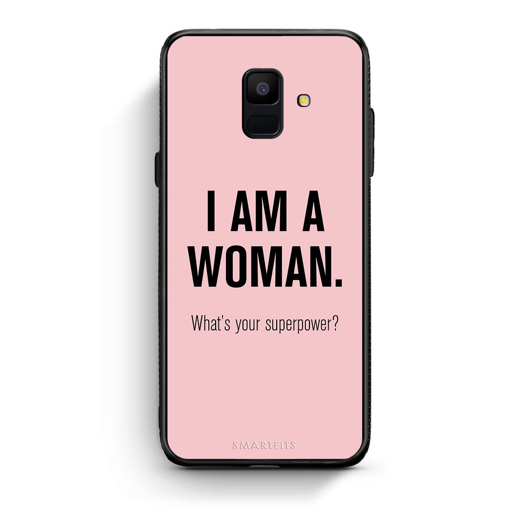 samsung A6 Superpower Woman θήκη από τη Smartfits με σχέδιο στο πίσω μέρος και μαύρο περίβλημα | Smartphone case with colorful back and black bezels by Smartfits