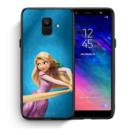 Θήκη Αγίου Βαλεντίνου Samsung A6 2018 Tangled 2 από τη Smartfits με σχέδιο στο πίσω μέρος και μαύρο περίβλημα | Samsung A6 2018 Tangled 2 case with colorful back and black bezels