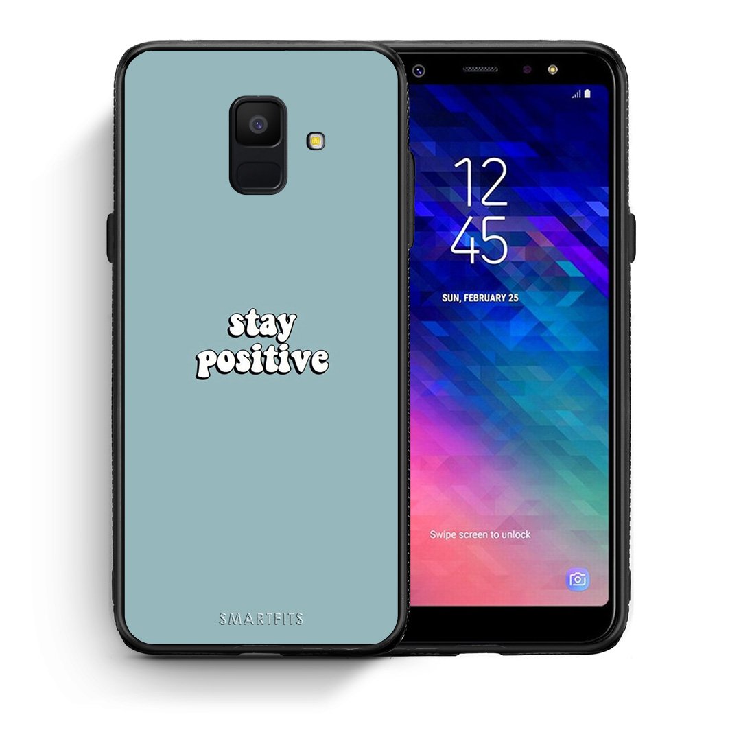 Θήκη Samsung A6 2018 Positive Text από τη Smartfits με σχέδιο στο πίσω μέρος και μαύρο περίβλημα | Samsung A6 2018 Positive Text case with colorful back and black bezels