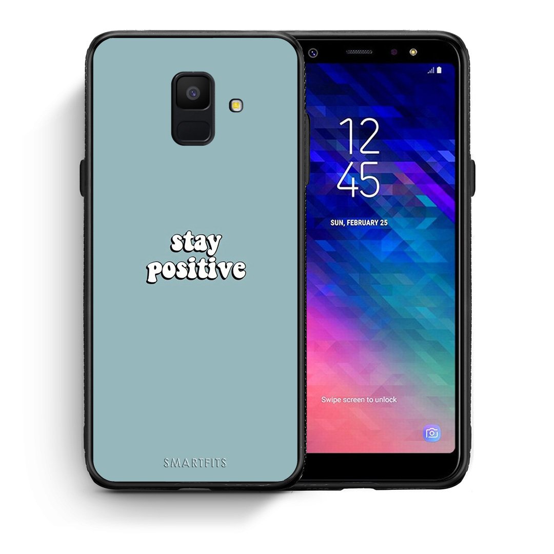 Θήκη Samsung A6 2018 Positive Text από τη Smartfits με σχέδιο στο πίσω μέρος και μαύρο περίβλημα | Samsung A6 2018 Positive Text case with colorful back and black bezels