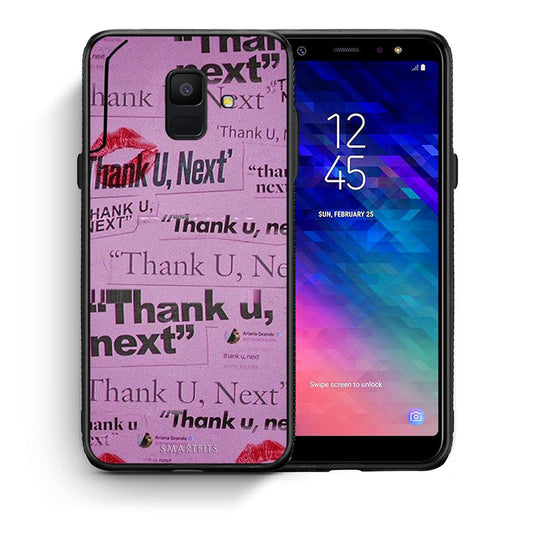 Θήκη Αγίου Βαλεντίνου Samsung A6 2018 Thank You Next από τη Smartfits με σχέδιο στο πίσω μέρος και μαύρο περίβλημα | Samsung A6 2018 Thank You Next case with colorful back and black bezels