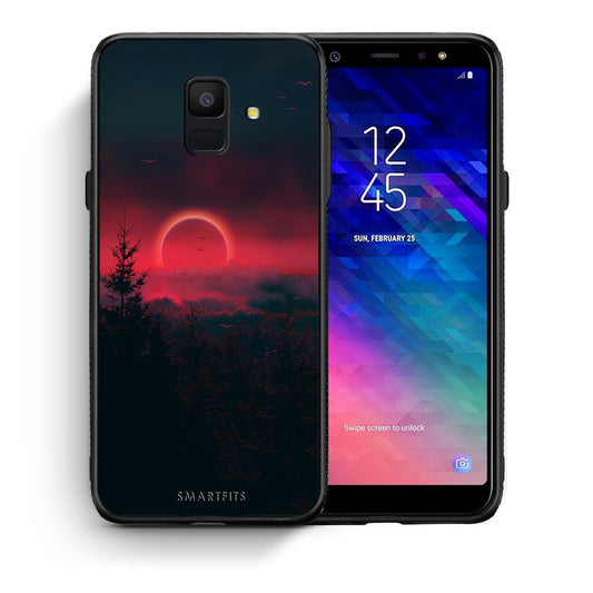 Θήκη Samsung A6 2018 Sunset Tropic από τη Smartfits με σχέδιο στο πίσω μέρος και μαύρο περίβλημα | Samsung A6 2018 Sunset Tropic case with colorful back and black bezels