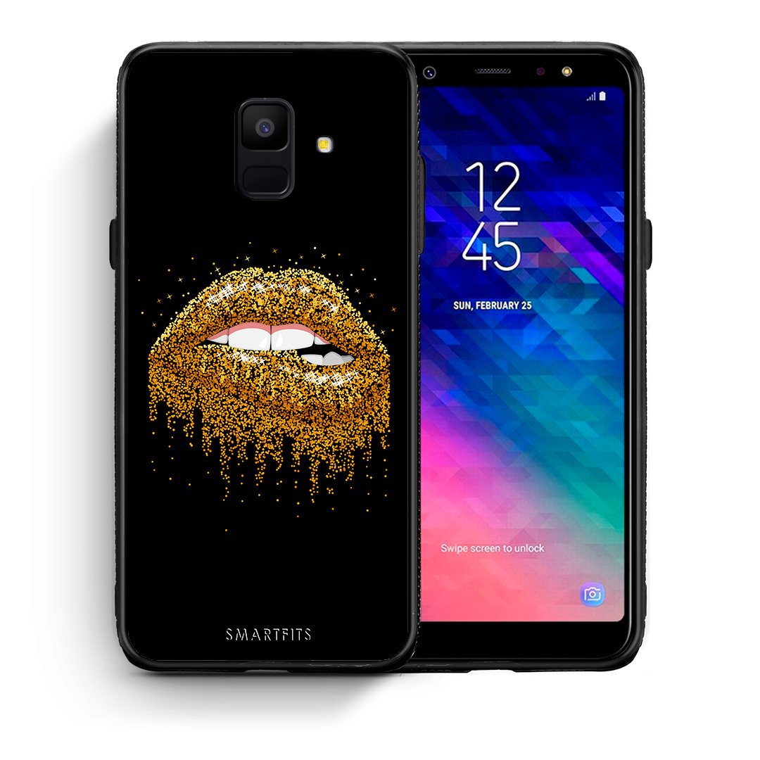 Θήκη Samsung A6 2018 Golden Valentine από τη Smartfits με σχέδιο στο πίσω μέρος και μαύρο περίβλημα | Samsung A6 2018 Golden Valentine case with colorful back and black bezels