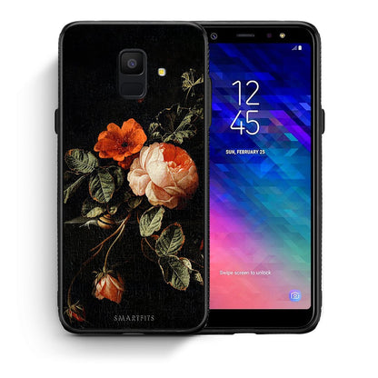 Θήκη Samsung A6 2018 Vintage Roses από τη Smartfits με σχέδιο στο πίσω μέρος και μαύρο περίβλημα | Samsung A6 2018 Vintage Roses case with colorful back and black bezels