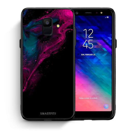 Θήκη Samsung A6 2018 Pink Black Watercolor από τη Smartfits με σχέδιο στο πίσω μέρος και μαύρο περίβλημα | Samsung A6 2018 Pink Black Watercolor case with colorful back and black bezels