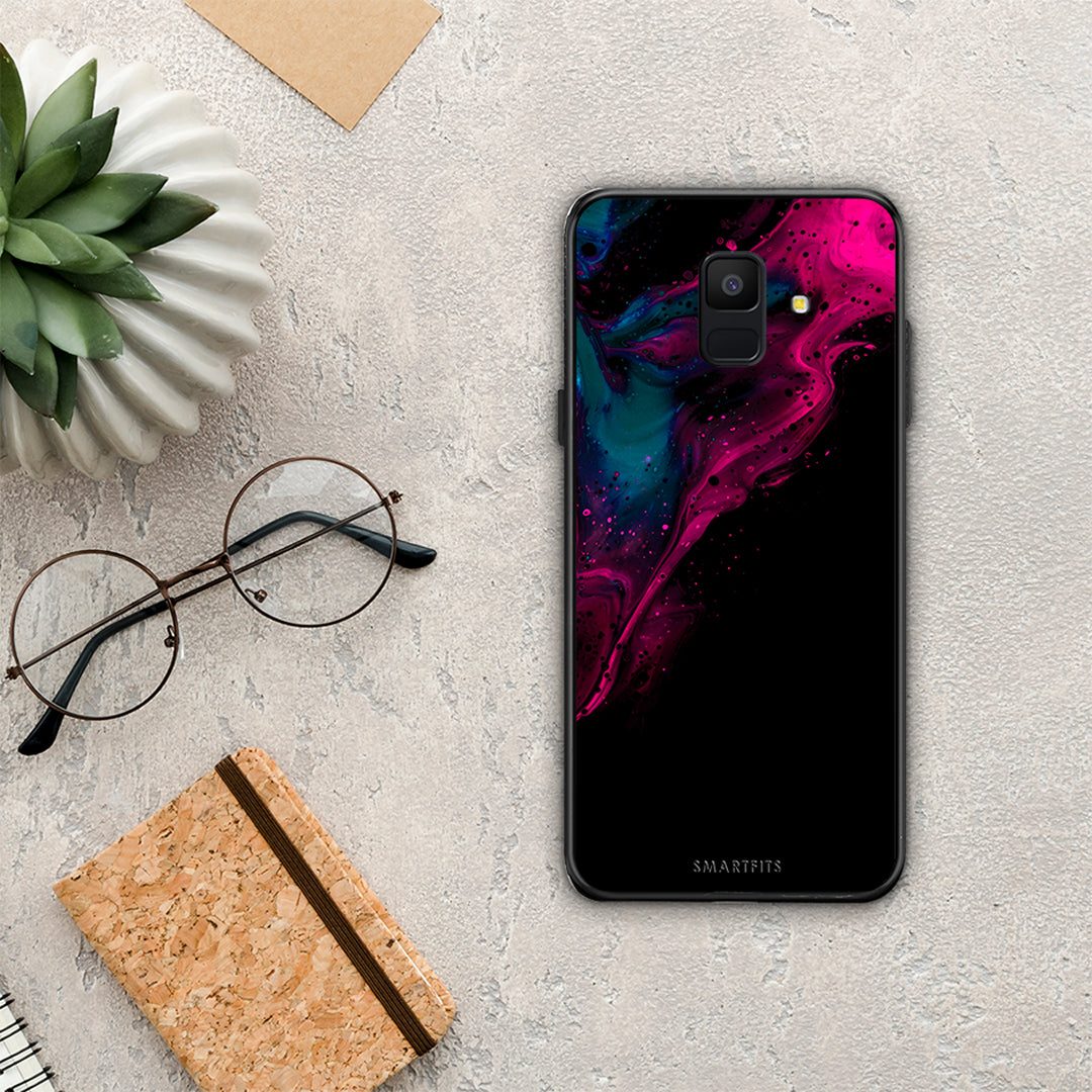 Watercolor Pink Black - Samsung Galaxy A6 2018 θήκη