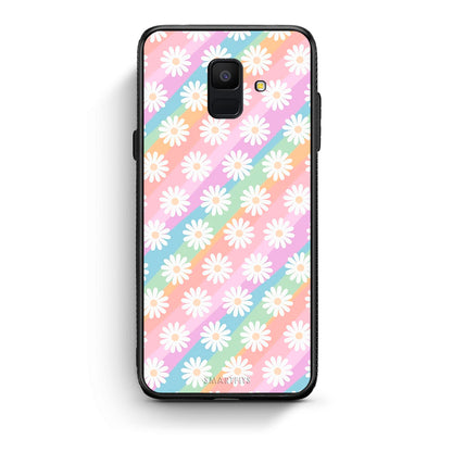 samsung A6 White Daisies θήκη από τη Smartfits με σχέδιο στο πίσω μέρος και μαύρο περίβλημα | Smartphone case with colorful back and black bezels by Smartfits
