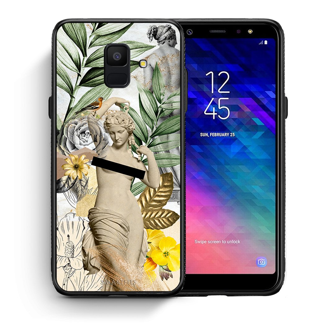 Θήκη Samsung A6 2018 Woman Statue από τη Smartfits με σχέδιο στο πίσω μέρος και μαύρο περίβλημα | Samsung A6 2018 Woman Statue case with colorful back and black bezels