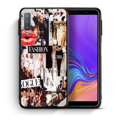 Θήκη Αγίου Βαλεντίνου Samsung A7 2018 Collage Fashion από τη Smartfits με σχέδιο στο πίσω μέρος και μαύρο περίβλημα | Samsung A7 2018 Collage Fashion case with colorful back and black bezels
