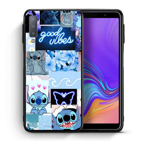 Θήκη Αγίου Βαλεντίνου Samsung A7 2018 Collage Good Vibes από τη Smartfits με σχέδιο στο πίσω μέρος και μαύρο περίβλημα | Samsung A7 2018 Collage Good Vibes case with colorful back and black bezels