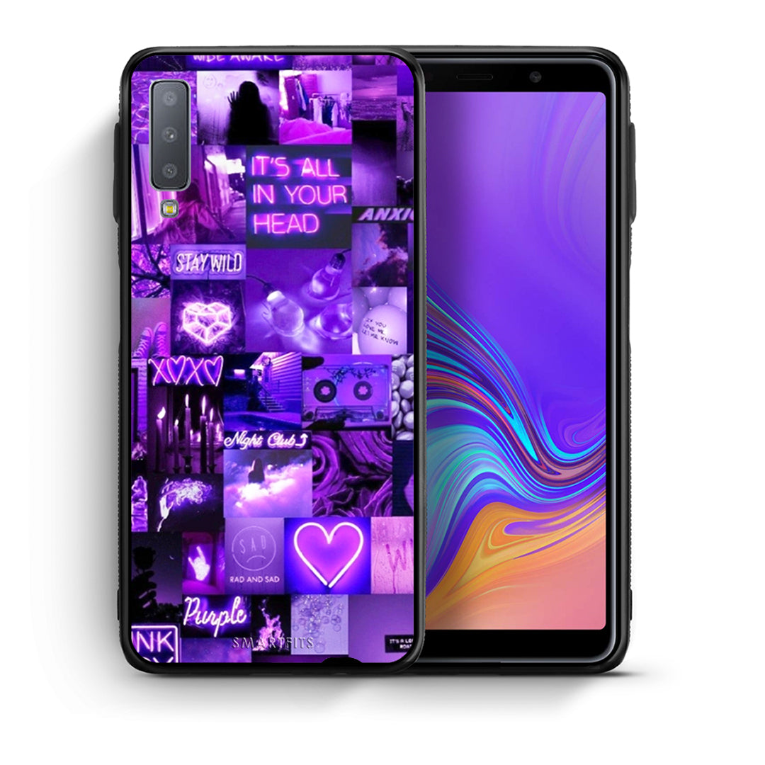 Θήκη Αγίου Βαλεντίνου Samsung A7 2018 Collage Stay Wild από τη Smartfits με σχέδιο στο πίσω μέρος και μαύρο περίβλημα | Samsung A7 2018 Collage Stay Wild case with colorful back and black bezels