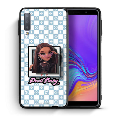 Θήκη Αγίου Βαλεντίνου Samsung A7 2018 Devil Baby από τη Smartfits με σχέδιο στο πίσω μέρος και μαύρο περίβλημα | Samsung A7 2018 Devil Baby case with colorful back and black bezels