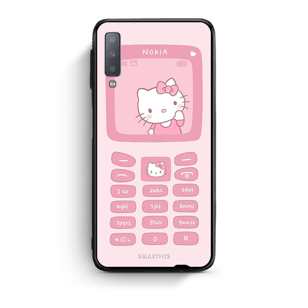 samsung A7 Hello Kitten Θήκη Αγίου Βαλεντίνου από τη Smartfits με σχέδιο στο πίσω μέρος και μαύρο περίβλημα | Smartphone case with colorful back and black bezels by Smartfits