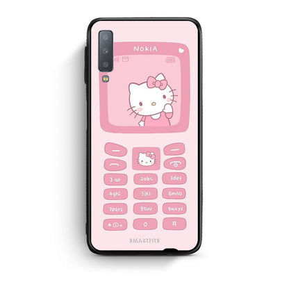 samsung A7 Hello Kitten Θήκη Αγίου Βαλεντίνου από τη Smartfits με σχέδιο στο πίσω μέρος και μαύρο περίβλημα | Smartphone case with colorful back and black bezels by Smartfits