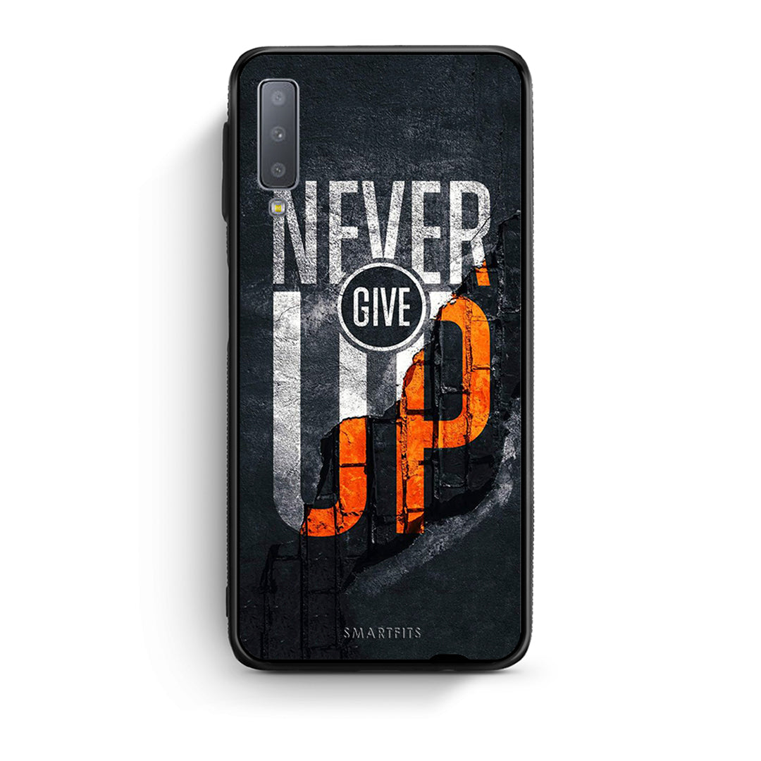 samsung A7 Never Give Up Θήκη Αγίου Βαλεντίνου από τη Smartfits με σχέδιο στο πίσω μέρος και μαύρο περίβλημα | Smartphone case with colorful back and black bezels by Smartfits