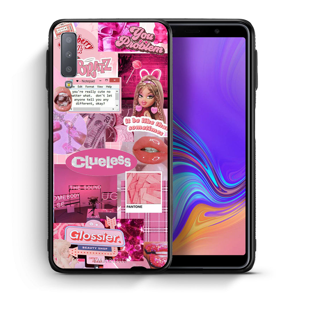 Θήκη Αγίου Βαλεντίνου Samsung A7 2018 Pink Love από τη Smartfits με σχέδιο στο πίσω μέρος και μαύρο περίβλημα | Samsung A7 2018 Pink Love case with colorful back and black bezels
