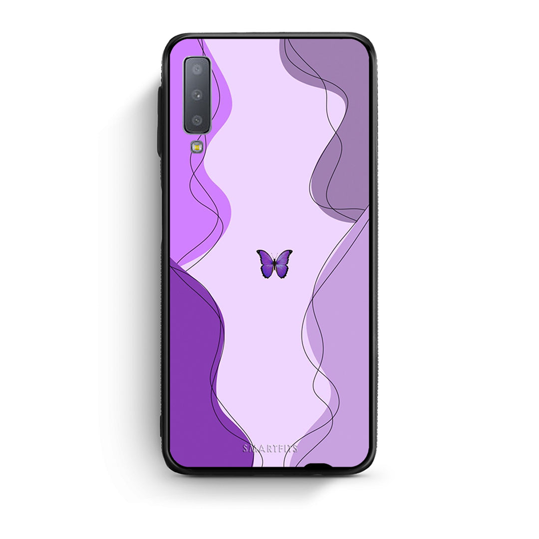 samsung A7 Purple Mariposa Θήκη Αγίου Βαλεντίνου από τη Smartfits με σχέδιο στο πίσω μέρος και μαύρο περίβλημα | Smartphone case with colorful back and black bezels by Smartfits