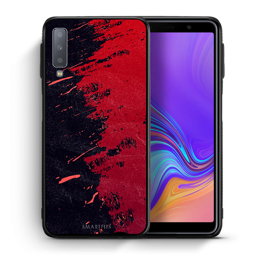Θήκη Αγίου Βαλεντίνου Samsung A7 2018 Red Paint από τη Smartfits με σχέδιο στο πίσω μέρος και μαύρο περίβλημα | Samsung A7 2018 Red Paint case with colorful back and black bezels