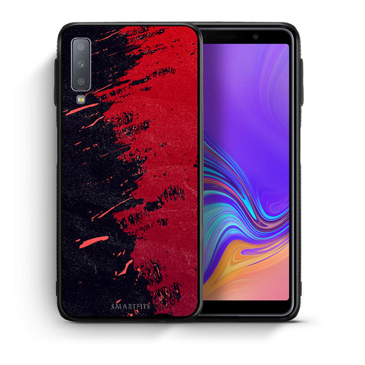 Θήκη Αγίου Βαλεντίνου Samsung A7 2018 Red Paint από τη Smartfits με σχέδιο στο πίσω μέρος και μαύρο περίβλημα | Samsung A7 2018 Red Paint case with colorful back and black bezels