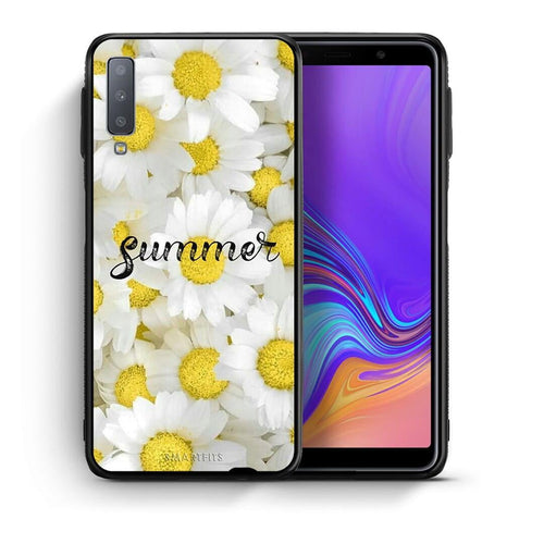 Θήκη Samsung A7 2018 Summer Daisies από τη Smartfits με σχέδιο στο πίσω μέρος και μαύρο περίβλημα | Samsung A7 2018 Summer Daisies case with colorful back and black bezels
