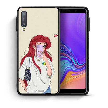 Θήκη Samsung A7 2018 Walking Mermaid από τη Smartfits με σχέδιο στο πίσω μέρος και μαύρο περίβλημα | Samsung A7 2018 Walking Mermaid case with colorful back and black bezels