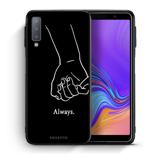 Θήκη Αγίου Βαλεντίνου Samsung A7 2018 Always & Forever 1 από τη Smartfits με σχέδιο στο πίσω μέρος και μαύρο περίβλημα | Samsung A7 2018 Always & Forever 1 case with colorful back and black bezels