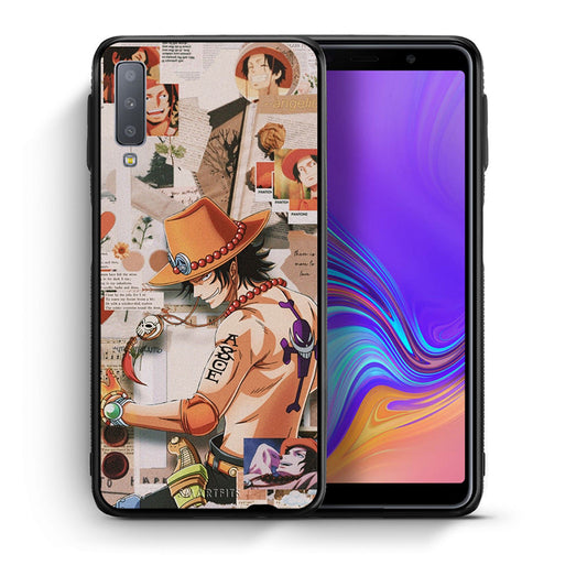 Θήκη Samsung A7 2018 Anime Collage από τη Smartfits με σχέδιο στο πίσω μέρος και μαύρο περίβλημα | Samsung A7 2018 Anime Collage case with colorful back and black bezels