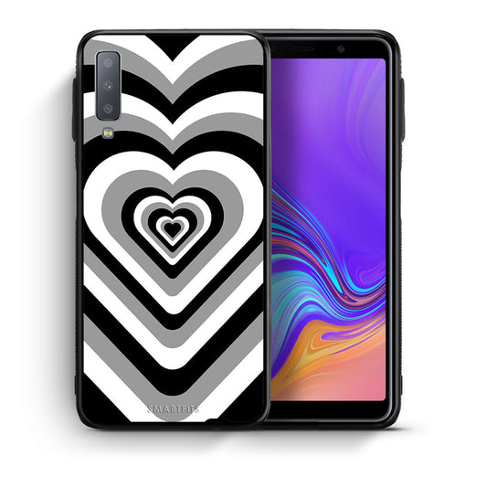 Θήκη Samsung A7 2018 Black Hearts από τη Smartfits με σχέδιο στο πίσω μέρος και μαύρο περίβλημα | Samsung A7 2018 Black Hearts case with colorful back and black bezels