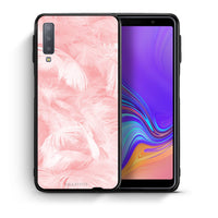 Thumbnail for Θήκη Samsung A7 2018 Pink Feather Boho από τη Smartfits με σχέδιο στο πίσω μέρος και μαύρο περίβλημα | Samsung A7 2018 Pink Feather Boho case with colorful back and black bezels