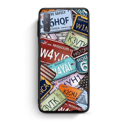 samsung A7 Car Plates θήκη από τη Smartfits με σχέδιο στο πίσω μέρος και μαύρο περίβλημα | Smartphone case with colorful back and black bezels by Smartfits