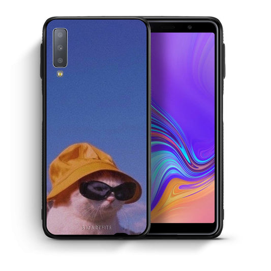 Θήκη Samsung A7 2018 Cat Diva από τη Smartfits με σχέδιο στο πίσω μέρος και μαύρο περίβλημα | Samsung A7 2018 Cat Diva case with colorful back and black bezels