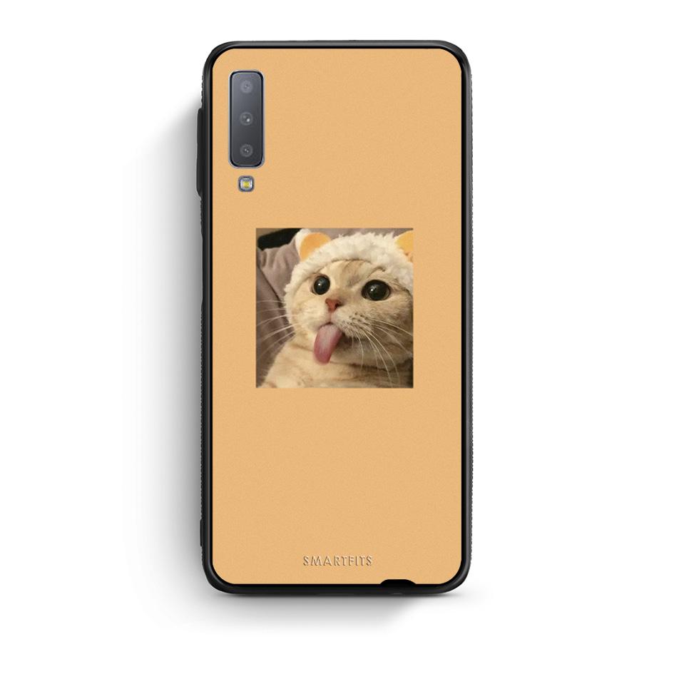 samsung A7 Cat Tongue θήκη από τη Smartfits με σχέδιο στο πίσω μέρος και μαύρο περίβλημα | Smartphone case with colorful back and black bezels by Smartfits