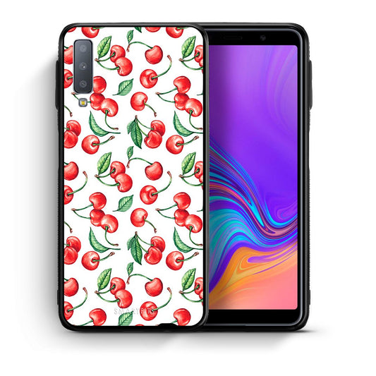Θήκη Samsung A7 2018 Cherry Summer από τη Smartfits με σχέδιο στο πίσω μέρος και μαύρο περίβλημα | Samsung A7 2018 Cherry Summer case with colorful back and black bezels