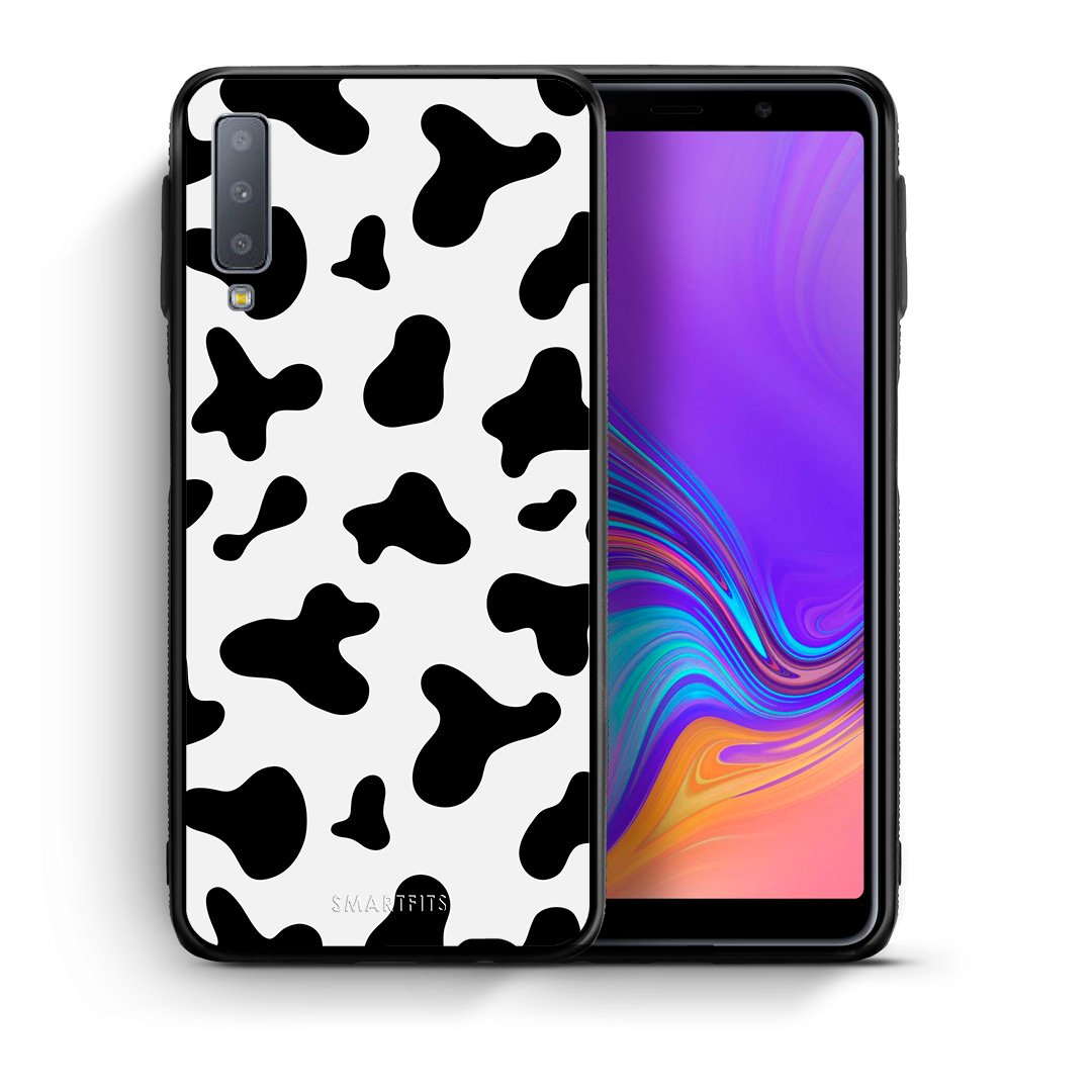 Θήκη Samsung A7 2018 Cow Print από τη Smartfits με σχέδιο στο πίσω μέρος και μαύρο περίβλημα | Samsung A7 2018 Cow Print case with colorful back and black bezels