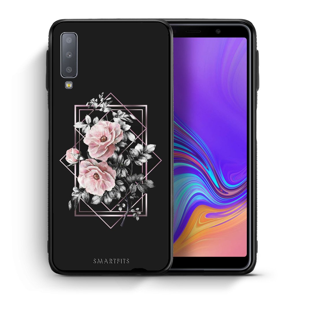 Θήκη Samsung A7 2018 Frame Flower από τη Smartfits με σχέδιο στο πίσω μέρος και μαύρο περίβλημα | Samsung A7 2018 Frame Flower case with colorful back and black bezels