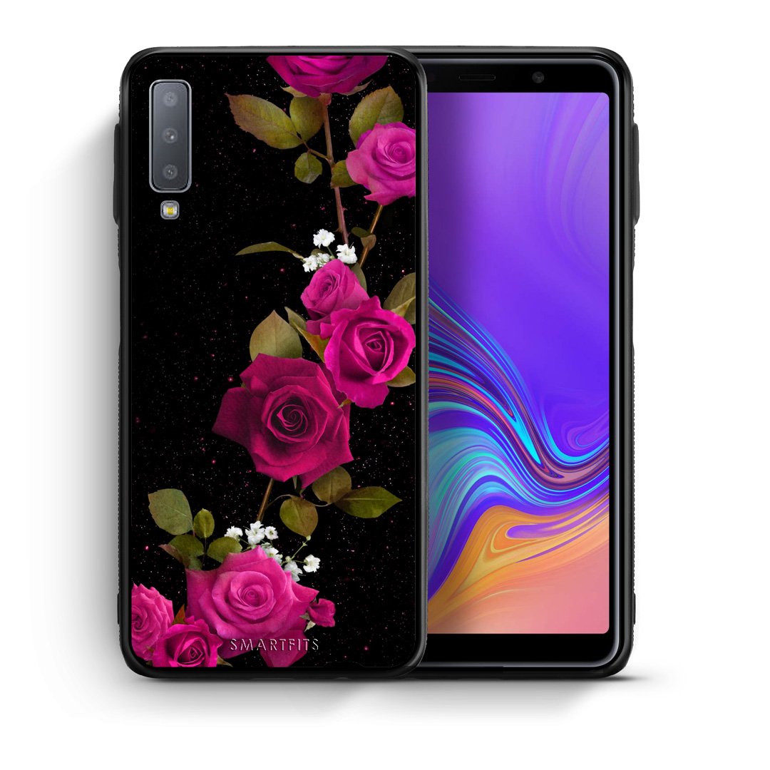 Θήκη Samsung A7 2018 Red Roses Flower από τη Smartfits με σχέδιο στο πίσω μέρος και μαύρο περίβλημα | Samsung A7 2018 Red Roses Flower case with colorful back and black bezels