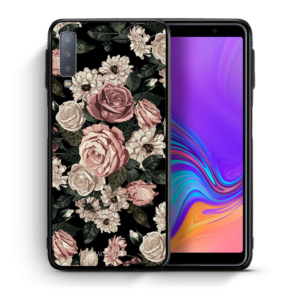 Θήκη Samsung A7 2018 Wild Roses Flower από τη Smartfits με σχέδιο στο πίσω μέρος και μαύρο περίβλημα | Samsung A7 2018 Wild Roses Flower case with colorful back and black bezels