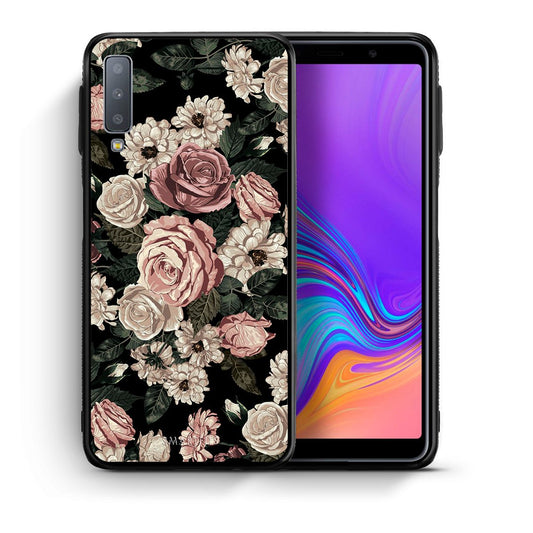 Θήκη Samsung A7 2018 Wild Roses Flower από τη Smartfits με σχέδιο στο πίσω μέρος και μαύρο περίβλημα | Samsung A7 2018 Wild Roses Flower case with colorful back and black bezels
