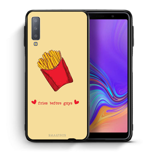 Θήκη Αγίου Βαλεντίνου Samsung A7 2018 Fries Before Guys από τη Smartfits με σχέδιο στο πίσω μέρος και μαύρο περίβλημα | Samsung A7 2018 Fries Before Guys case with colorful back and black bezels