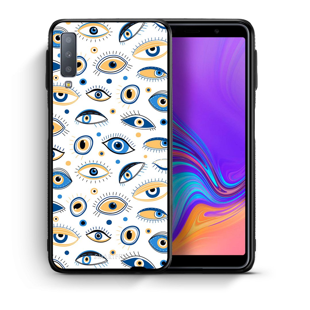 Θήκη Samsung A7 2018 Ftou Ftou από τη Smartfits με σχέδιο στο πίσω μέρος και μαύρο περίβλημα | Samsung A7 2018 Ftou Ftou case with colorful back and black bezels