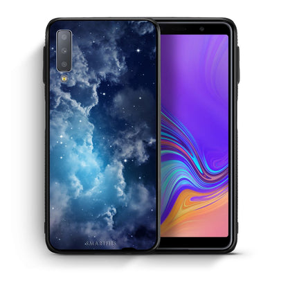 Θήκη Samsung A7 2018 Blue Sky Galaxy από τη Smartfits με σχέδιο στο πίσω μέρος και μαύρο περίβλημα | Samsung A7 2018 Blue Sky Galaxy case with colorful back and black bezels
